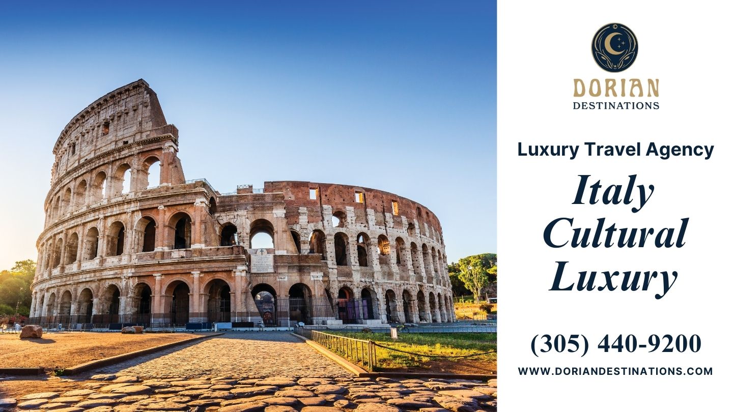 The majestic Colosseum in Rome, a renowned symbol of Italy cultural luxury and historical significance.