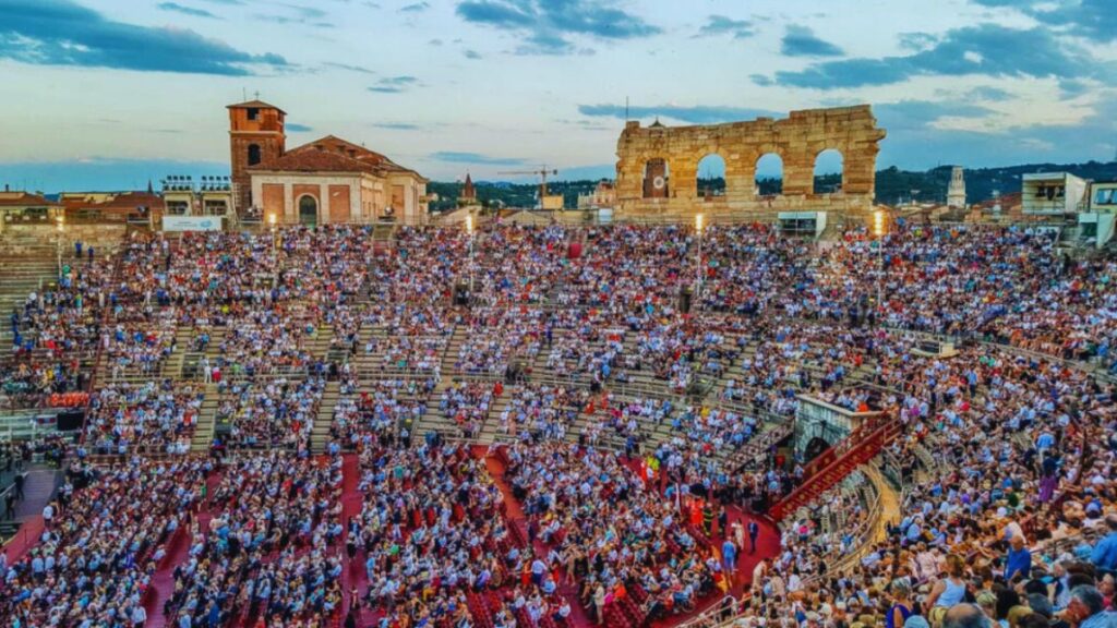 Roman amphitheater showcasing a grand theater, symbolizing Italy's rich cultural luxury and historical significance.
