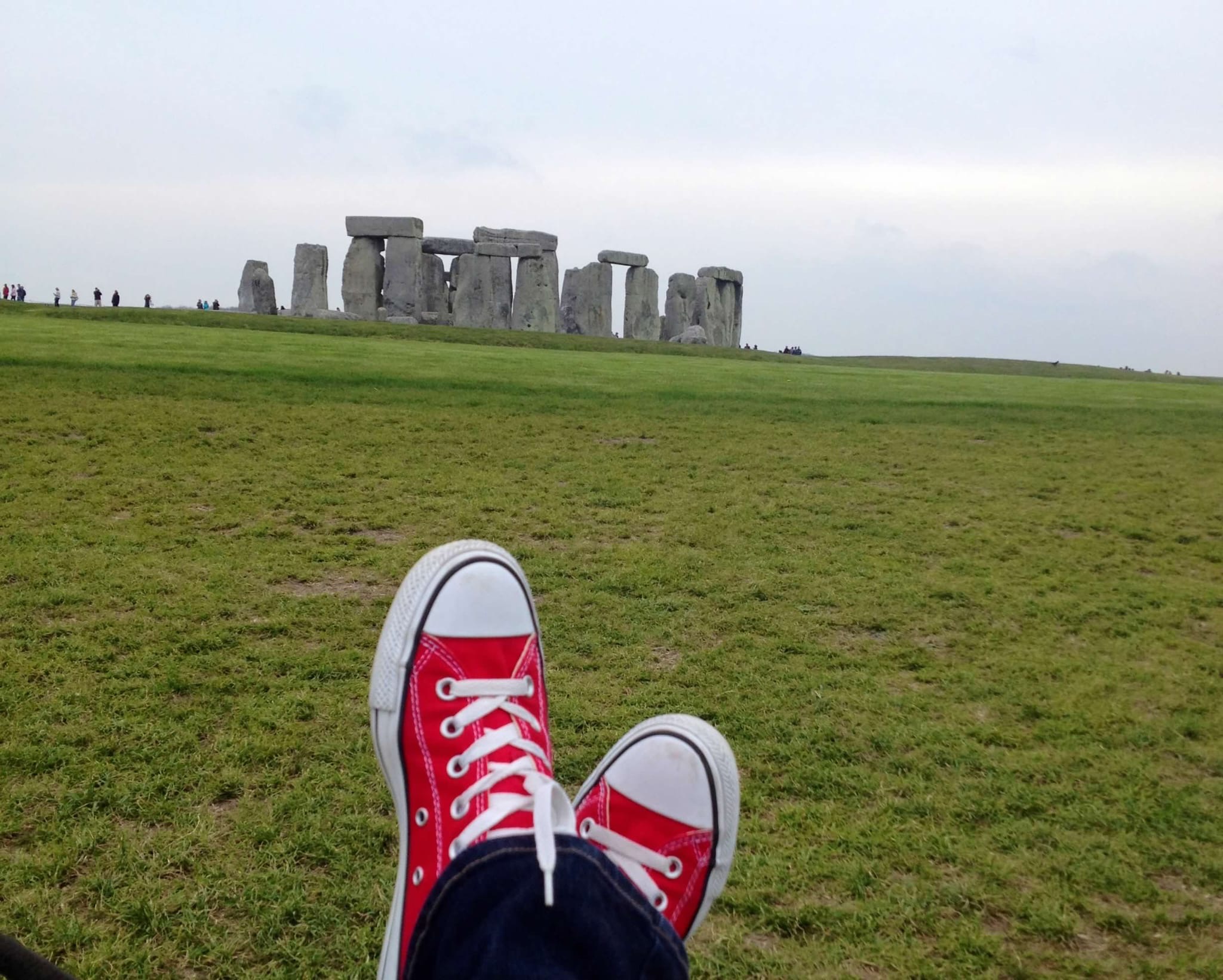 Barbie Villacis's shoes in front of Stonehenge, England