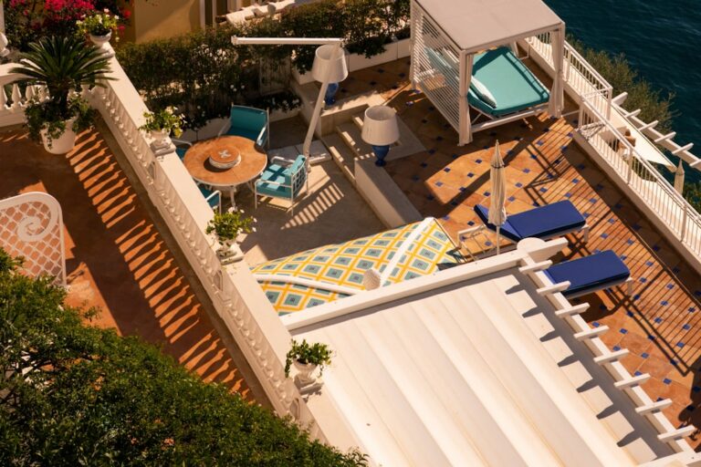Terrace overlooking the ocean, evoking the calm of a luxury cruise suite
