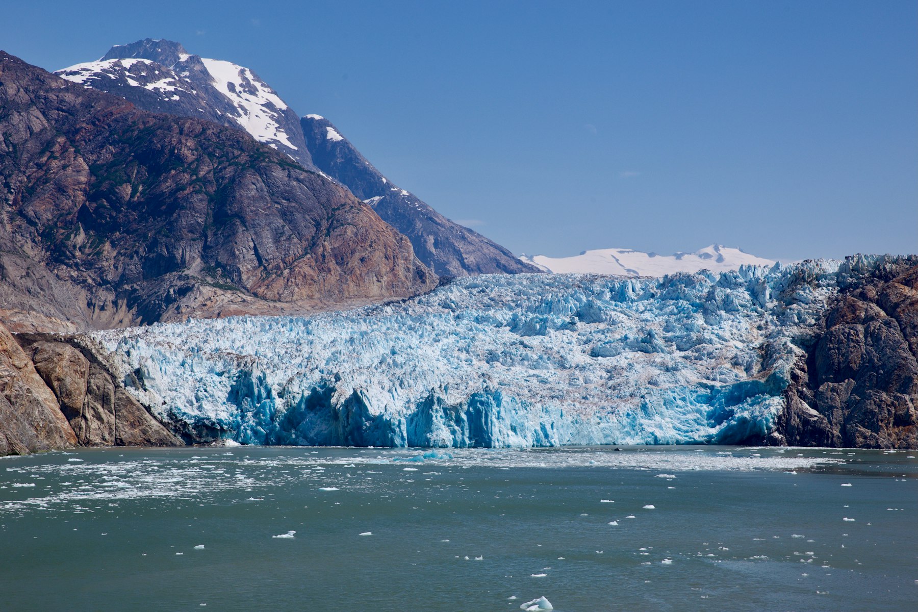 A tidewater glacier meeting the sea in Tracy Arm, the kind of glacier day that anchors an Alaska cruise itinerary through the Inside Passage