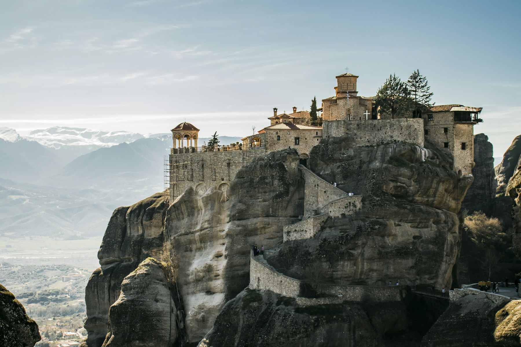 Best Tourist Cities in Greece: Start in Thessaloniki, Not Athens 4 A monastery perched on a sandstone pillar at Meteora above Kalampaka in central Greece.